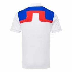 Jlindeberg J.Lindeberg Jeff Golf Polo Shirt -Golf Clothing Shop J.Lindeberg SS23 Jeff Regular Fit Polo GMJT07620 0000 SHLIN181 WhiteLapis BlueFiery Red Back