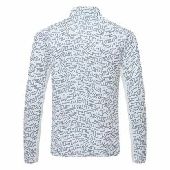 Jlindeberg J.Lindeberg Luke Print 1/2 Zip Golf Sweater -Golf Clothing Shop J.Lindeberg SS23 Luke Print Half Zip Mid Layer AMJS08260 A035 SWLIN107 White Outline Bridge Swirl Back