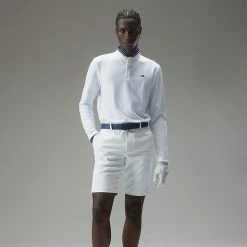Jlindeberg J.Lindeberg Tyson Long Sleeve Golf Polo Shirt -Golf Clothing Shop J.Lindeberg Tyson LS Reg Fit Polo GMJT07801 0000 SHLIN154 WhiteNavy Peony Model 1