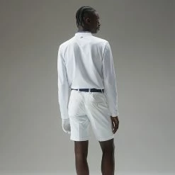 Jlindeberg J.Lindeberg Tyson Long Sleeve Golf Polo Shirt -Golf Clothing Shop J.Lindeberg Tyson LS Reg Fit Polo GMJT07801 0000 SHLIN154 WhiteNavy Peony Model 3