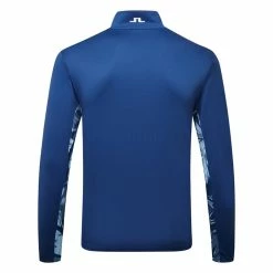 Jlindeberg J.Lindeberg Emanuel 1/4 Zip Golf Sweater -Golf Clothing Shop J.Lindeberg Emanuel 1 4 Zip Golf Sweater Navy Peony Hibiscus Blue White GMJS07416 0337 SWLIN087 Back