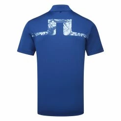 Jlindeberg J.Lindeberg Martin Golf Polo Shirt -Golf Clothing Shop J.Lindeberg Martin Golf Polo Shirt Navy Peony Hibiscus Blue White GMJT07415 0337 SHLIN148 Back