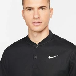 Nike Dry Victory Blade Golf Polo Shirt -Golf Clothing Shop Nike SS22 Dry Victory Blade Golf Polo Shirt Black White DH0838 010 SHNIK774 model 2
