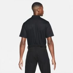 Nike Dry Victory Colourblock Golf Polo Shirt -Golf Clothing Shop Nike SS22 Dry Victory Colourblock Golf Polo Shirt DH0845 010 M Black White Smoke Grey model 3