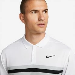 Nike Dry Victory Colourblock Golf Polo Shirt 10 Nike Dry Victory Colourblock Golf Polo Shirt -Golf Clothing Shop Nike SS22 Dry Victory Colourblock Golf Polo Shirt DH0845 100 M White Lt Smoke Grey Black model 2