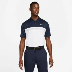 Nike Dry Victory Colourblock Golf Polo Shirt -Golf Clothing Shop Nike SS22 Dry Victory Colourblock Golf Polo Shirt DH0845 451 M Obsidian White Smoke Grey Model 1