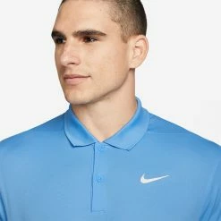 Nike Dry Victory Solid Golf Polo Shirt -Golf Clothing Shop Nike SS22 Dry Victory Solid Golf Polo Shirt DH0822 412 M SHNIK780 University Blue White model 2