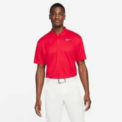 Nike Dry Victory Solid Golf Polo Shirt -Golf Clothing Shop Nike SS22 Dry Victory Solid Golf Polo Shirt DH0822 657 M University Red White Model 1