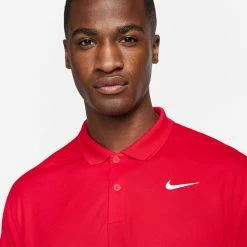 Nike Dry Victory Solid Golf Polo Shirt -Golf Clothing Shop Nike SS22 Dry Victory Solid Golf Polo Shirt DH0822 657 M University Red White Model 2