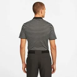 Nike Dry Victory Stripe Golf Polo Shirt 11 Nike Dry Victory Stripe Golf Polo Shirt -Golf Clothing Shop Nike SS22 Dry Victory Stripe Golf Polo Shirt DH0829 010 M Black White model 3