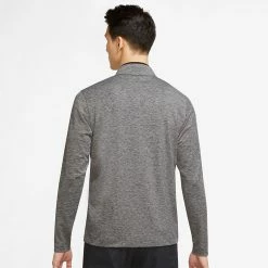 Nike Dry Victory Heather 1/2 Zip Golf Sweater -Golf Clothing Shop Nike SS22 Victory Heather 1 2 Zip Golf Sweater Black Black White DH1261 010 SWNIK247 M Model 3