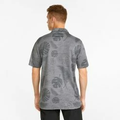 Puma Cloudspun Leaves 'n' Flowers Golf Polo Shirt -Golf Clothing Shop PUMA SS22 Cloudspun Leaves n Flowers Polo Shirt 532975 01 Code SHPUM610 M Quite Shade Heather model 3