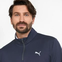 Puma Gamer Colour Block 1/4 Zip Golf Popover -Golf Clothing Shop PUMA SS22 Gamer Colorblock 1 4 Zip Sweater Code 532985 02 SWPUM236 M Navy Blazer Bright White Model 2