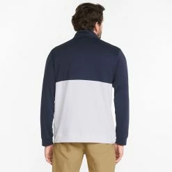 Puma Gamer Colour Block 1/4 Zip Golf Popover -Golf Clothing Shop PUMA SS22 Gamer Colorblock 1 4 Zip Sweater Code 532985 02 SWPUM236 M Navy Blazer Bright White Model 3