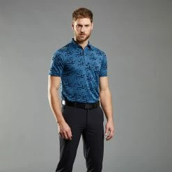 Ping Rae Golf Polo Shirt -Golf Clothing Shop Ping AW22 Rae Performance Polo Shirt PO3523 565 SHPIN323 Stormcloud Model 1