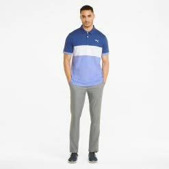 Puma Cloudspun Highway Golf Polo Shirt -Golf Clothing Shop Puma AW22 Cloudspun Highway Polo 532972 07 Blue Blazing Lavender Pop Model 2