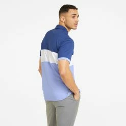 Puma Cloudspun Highway Golf Polo Shirt -Golf Clothing Shop Puma AW22 Cloudspun Highway Polo 532972 07 Blue Blazing Lavender Pop Model 3
