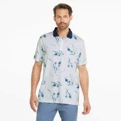 Puma MATTR Lowlands Golf Polo Shirt -Golf Clothing Shop Puma AW22 Mattr Lowlands Polo 535453 01 SHPUM636 Bright White Navy Blazer S Model 1