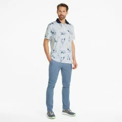 Puma MATTR Lowlands Golf Polo Shirt -Golf Clothing Shop Puma AW22 Mattr Lowlands Polo 535453 01 SHPUM636 Bright White Navy Blazer S Model 2