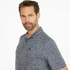 Puma AP Cloudspun King Golf Polo Shirt -Golf Clothing Shop Puma SS22 AP King Cloudspun Polo Shirt 535505 01 Code SHPUM631 L Navy Blazer Heathe Model 2