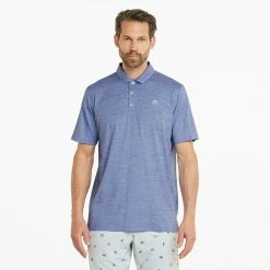 Puma AP Cloudspun King Golf Polo Shirt -Golf Clothing Shop Puma SS22 AP King Cloudspun Polo Shirt 535505 02 Code SHPUM632 L Lavender Pop Heather Model 1