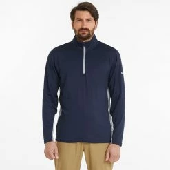 Puma Gamer 1/4 Zip Golf Popover -Golf Clothing Shop Puma SS22 Gamer 1 4 Zip Sweater 599127 03 Code SWPUM231 M Navy Blazer model 1