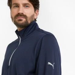 Puma Gamer 1/4 Zip Golf Popover -Golf Clothing Shop Puma SS22 Gamer 1 4 Zip Sweater 599127 03 Code SWPUM231 M Navy Blazer model 2