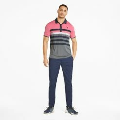 Puma MATTR One Way Golf Polo Shirt -Golf Clothing Shop Puma SS22 Mattr One Way Polo 599115 26 SHPUM651 Sunset Pink Navy Blazer Model 2
