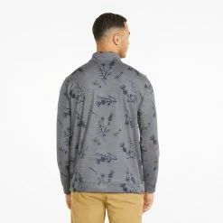 Puma Cloudspun Lowlands 1/4 Zip Golf Popover -Golf Clothing Shop Puma Cloudspun Lowlands 1 4 Zip Golf Popover Quiet Shade Heather 537067 02 SWPUM258 Model 3