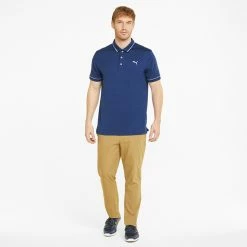 Puma Cloudspun Monarch Golf Polo Shirt 10 Puma Cloudspun Monarch Golf Polo Shirt -Golf Clothing Shop Puma Cloudspun Monarch Golf Polo Shirt Blazing Blue Heather High Rise 530991 24 SHPUM644 Model 2
