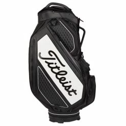 Titleist Jet Black Premium StaDry Golf Cart Bag -Golf Clothing Shop Titleist 2022 Tour Series Premium StaDry Cart Bag Black White 3
