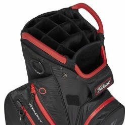 Titleist StaDry 14 Golf Cart Bag -Golf Clothing Shop Titleist StaDry 14 Golf Cart Bag Black Black Red 4