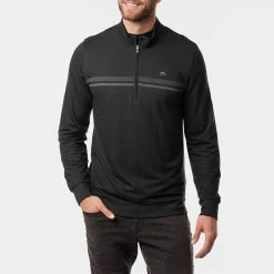 TravisMathew Hot Cocoa 1/2 Zip Golf Sweater 9 TravisMathew Hot Cocoa 1/2 Zip Golf Sweater -Golf Clothing Shop Travis Mathew AW21 Hot Cocoa Sweater 1MV370 0BSH Code SWTRA012 M Black Sharkskin Model 1