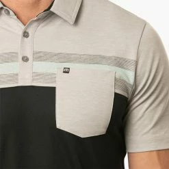 TravisMathew Salad Days Golf Polo Shirt -Golf Clothing Shop Travis Mathew SS21 Salad Days Golf Polo Shirt 1MW110 SHTRA056 S Heather Light Grey Model 2