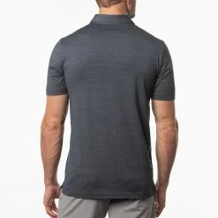 TravisMathew The Heater Golf Polo Shirt Black -Golf Clothing Shop Travis Mathew SS21 The Heater Golf Polo Shirt 1MW395 Code SHTRA036 M Vintage Indigo Black model 3
