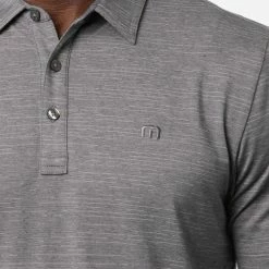 TravisMathew The Heater Golf Polo Shirt Black 10 TravisMathew The Heater Golf Polo Shirt Black -Golf Clothing Shop Travis Mathew SS21 The Heater Golf Polo Shirt 1MW395 Code SHTRA037 M Sleet Quit Shade model 2