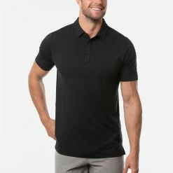 TravisMathew The Heater Golf Polo Shirt Black -Golf Clothing Shop Travis Mathew SS21 The Heater Golf Polo Shirt 1MW395 Code SHTRA038 M Black Model 1