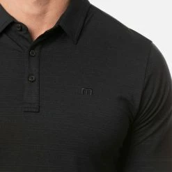 TravisMathew The Heater Golf Polo Shirt Black -Golf Clothing Shop Travis Mathew SS21 The Heater Golf Polo Shirt 1MW395 Code SHTRA038 M Black Model 2