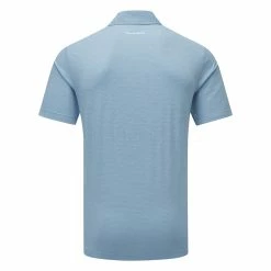 TravisMathew The Heater Golf Polo Shirt Black -Golf Clothing Shop Travis Mathew SS21 The Heater Golf Polo Shirt 1MW395 Code SHTRA040 M Heather Heritage Blue Back