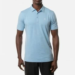 TravisMathew The Heater Golf Polo Shirt Black -Golf Clothing Shop Travis Mathew SS21 The Heater Golf Polo Shirt 1MW395 Code SHTRA040 M Heather Heritage Blue Model 1