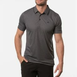 TravisMathew Two Hour Delay Golf Polo Shirt -Golf Clothing Shop Travis Mathew SS21 Two Hour Delay Polo Shirt 1MV108 Code SHTRA033 M Heather Dark Grey Model 1