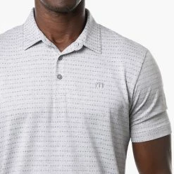 TravisMathew Time Will Tell Golf Polo Shirt -Golf Clothing Shop Travis Mathew SS21 Time Will Tell Golf Polo Shirt 1MW105 Code SHTRA041 Heather Light Grey Model 2