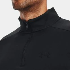 Underarmour Under Armour Fleece 1/4 Zip Golf Sweater -Golf Clothing Shop Under Armour AW22 1 4 Zip Sweater 1373358 001 SWUND171 XL Black Black Model 2