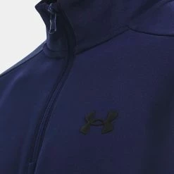 Underarmour Under Armour Fleece 1/4 Zip Golf Sweater -Golf Clothing Shop Under Armour AW22 1 4 Zip Sweater 1373358 410 SWUND174 XXL Midnight Navy Black Model 2