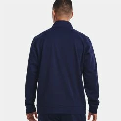 Underarmour Under Armour Fleece 1/4 Zip Golf Sweater -Golf Clothing Shop Under Armour AW22 1 4 Zip Sweater 1373358 410 SWUND174 XXL Midnight Navy Black Model 3