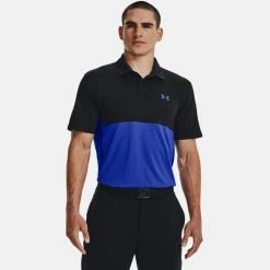 Underarmour Under Armour Performance Blocked Golf Polo Shirt -Golf Clothing Shop Under Armour AW22 Performance Blocked Polo Shirt 1370109 002 SHUND294 XXXL Black Versa Blue Versa Blue Model 1