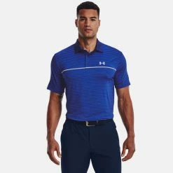 Underarmour Under Armour Playoff 2.0 Hollen Stripe Golf Polo Shirt -Golf Clothing Shop Under Armour AW22 Playoff 2.0 Hollen Stripe Polo Shirt 1327037 489 SHUND298 Bauhaus Blue Versa Blue Oxford Blue Model 1