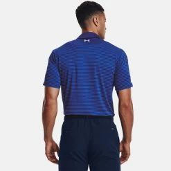 Underarmour Under Armour Playoff 2.0 Hollen Stripe Golf Polo Shirt -Golf Clothing Shop Under Armour AW22 Playoff 2.0 Hollen Stripe Polo Shirt 1327037 489 SHUND298 Bauhaus Blue Versa Blue Oxford Blue Model 3