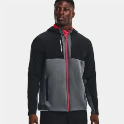 Underarmour Under Armour Storm Daytona Full Zip Hoodie -Golf Clothing Shop Under Armour AW22 Storm Daytona Full Zip Sweater 1373412 012 SWUND184 Pitch Gray Black Reflective Model 1