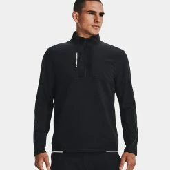 Underarmour Under Armour Storm Daytona 1/2 Zip Golf Sweater -Golf Clothing Shop Under Armour AW22 Storm Daytona Half Zip Wind Top 1373409 001 WTUND093 Black Black Reflective Model 1